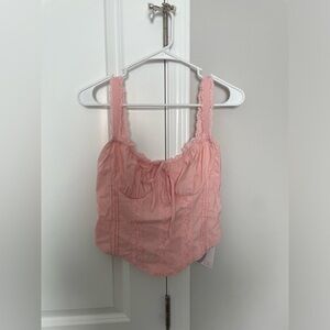 Pink zip up corset top